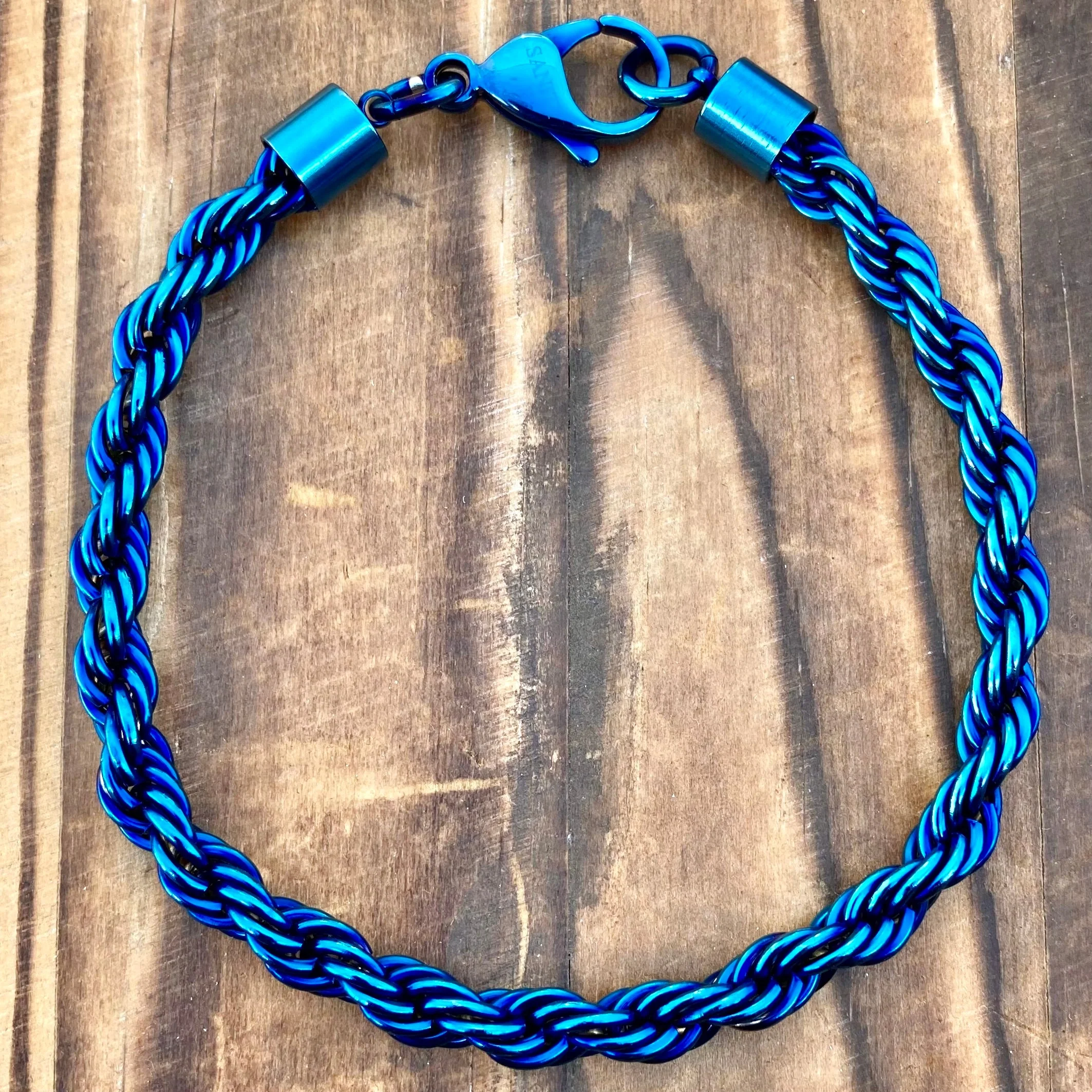 Rope Chain 6mm Bracelet- Blue - B165 - Image 3