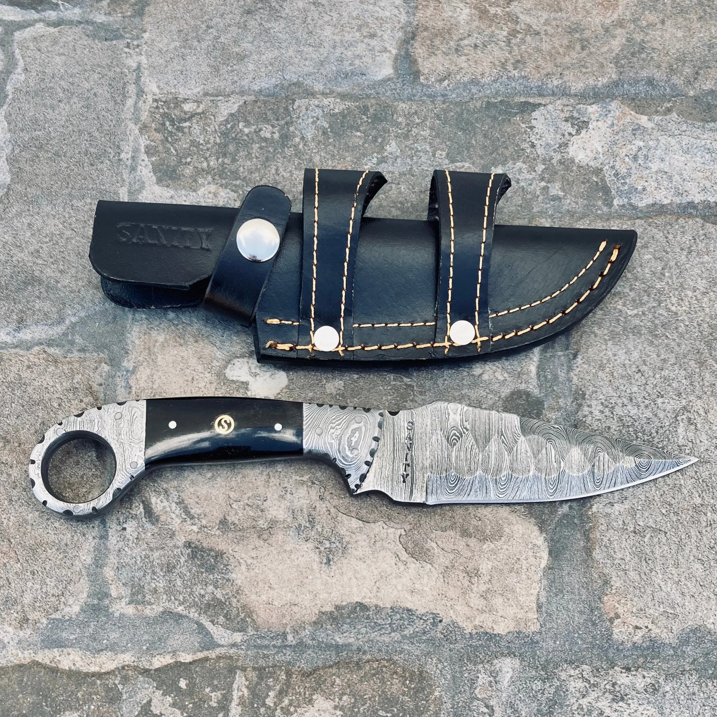 9” Al Capone - Buffalo Horn - Damascus - Horizontal & Vertical Carry - PE15 - Image 6