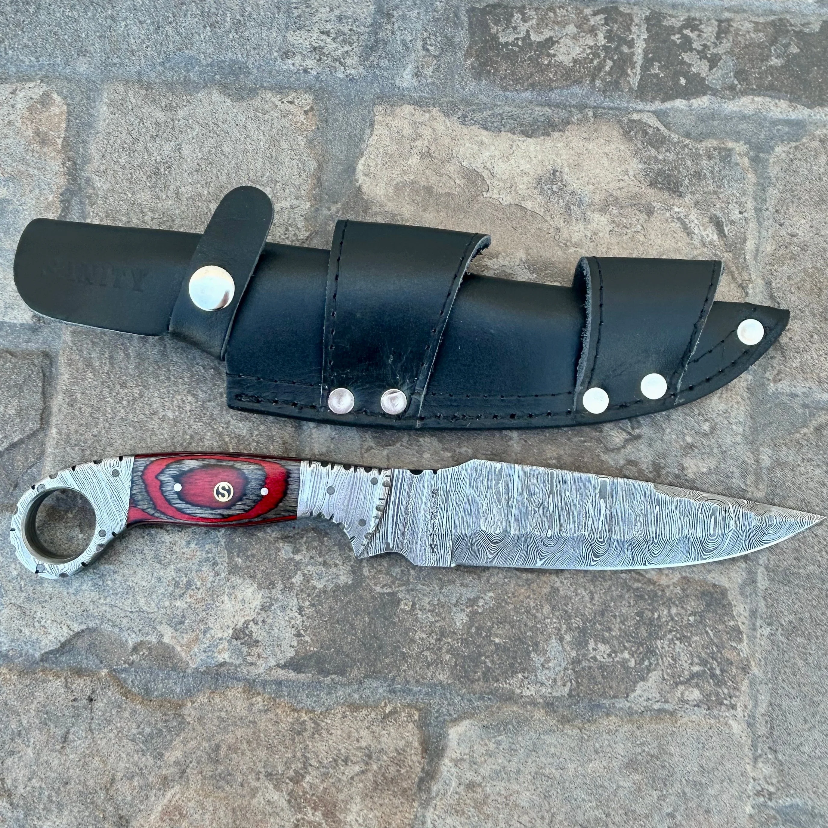 11” Al Capone - Red & Black Wood - Damascus - Horizontal & Vertical Carry - ACF13 - Image 6