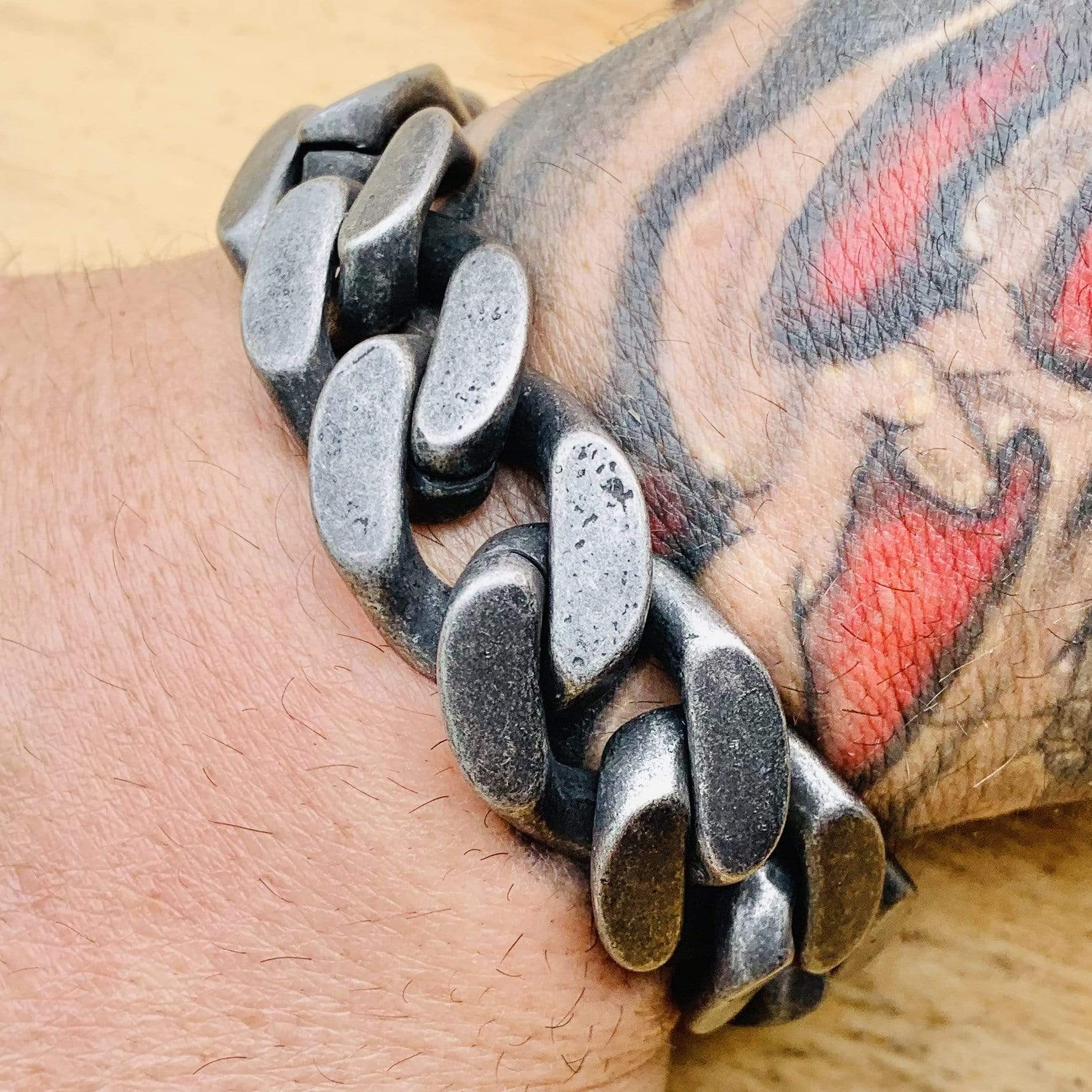 Bagger Bracelet - "EASY BIKER" - Galvanized - 3/4 Inch wide - B15 - Image 3