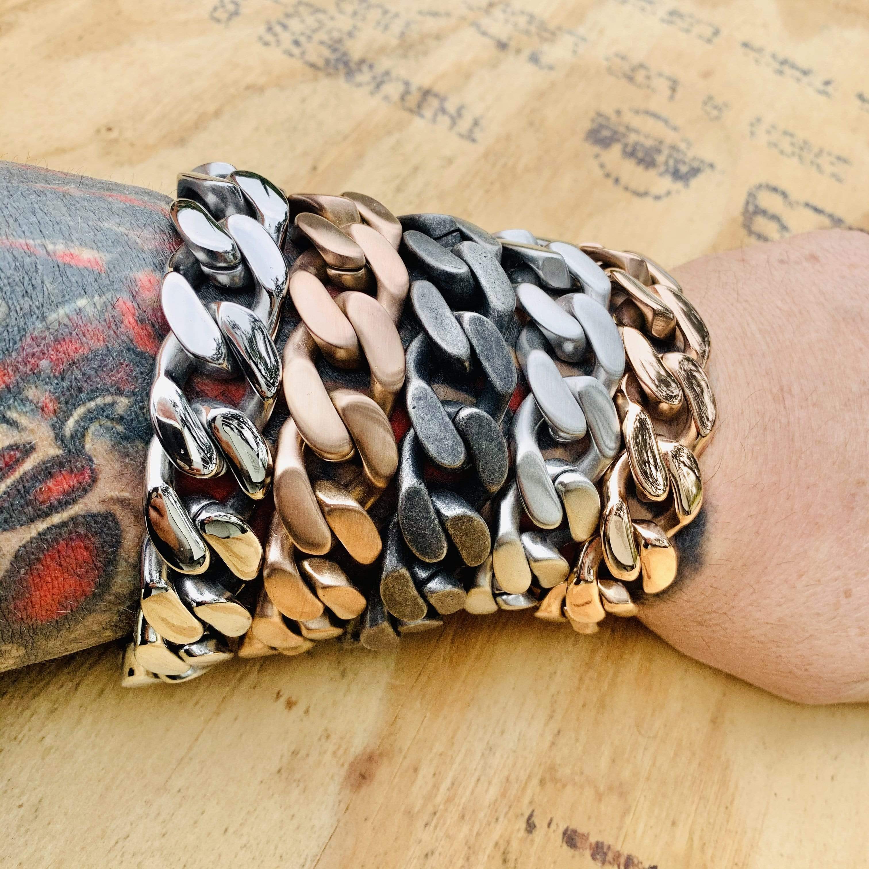 Bagger Bracelet - "EASY BIKER" - Galvanized - 3/4 Inch wide - B15 - Image 5