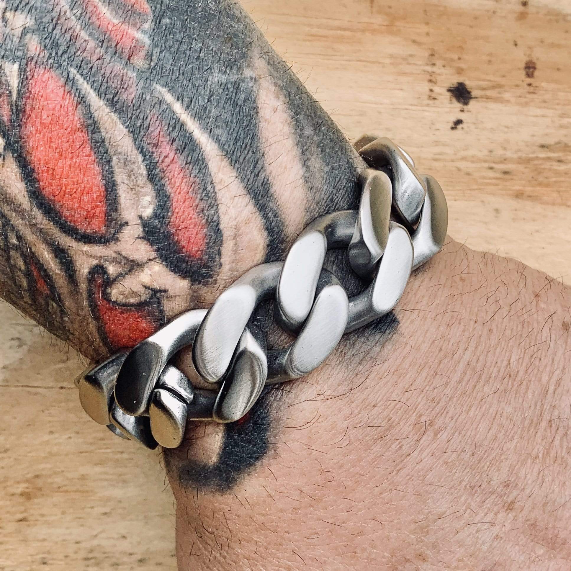 Bagger Bracelet - "EASY BIKER" - Brushed - 3/4" wide - B13 - Image 3