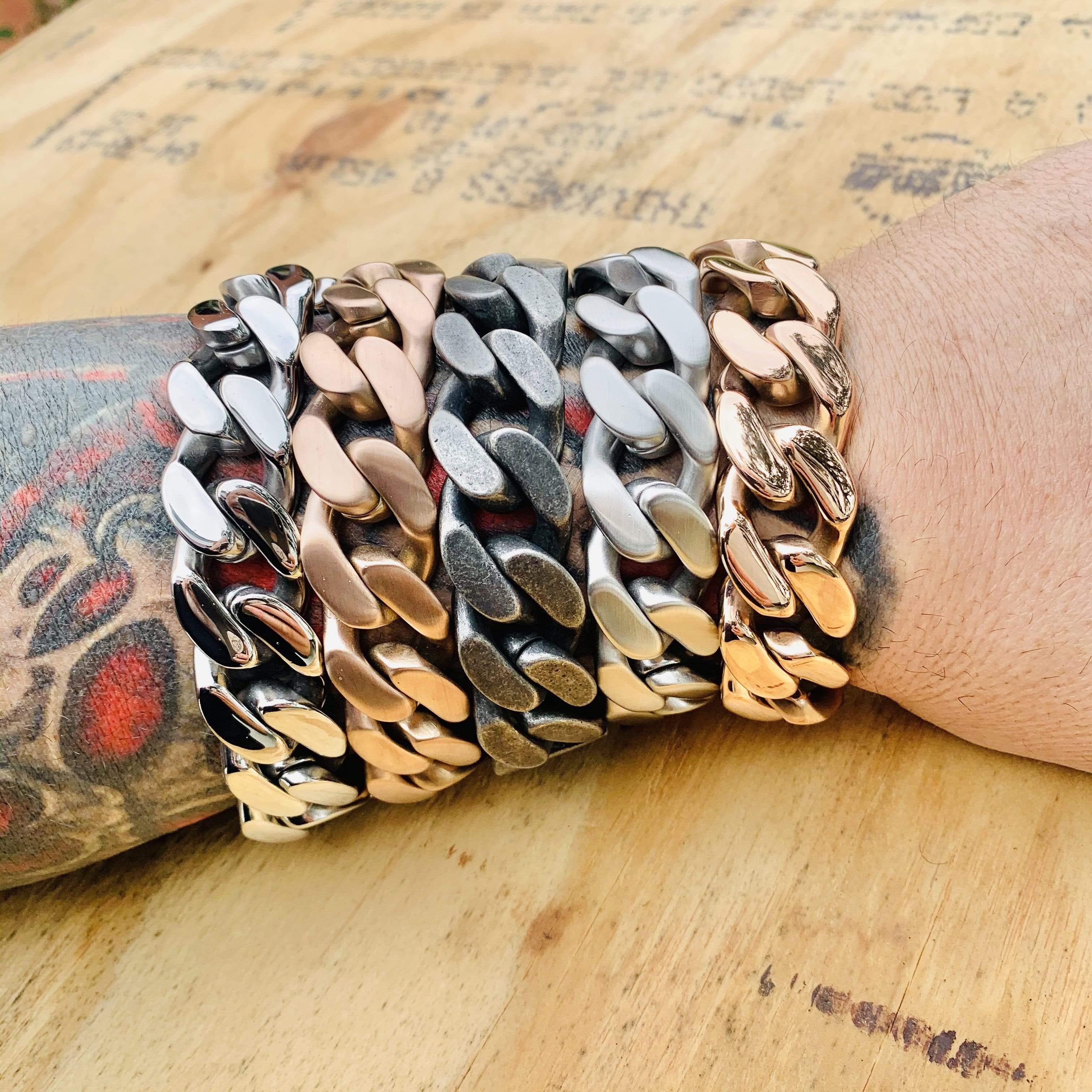 Bagger Bracelet - "EASY BIKER" - Brushed - 3/4" wide - B13 - Image 6