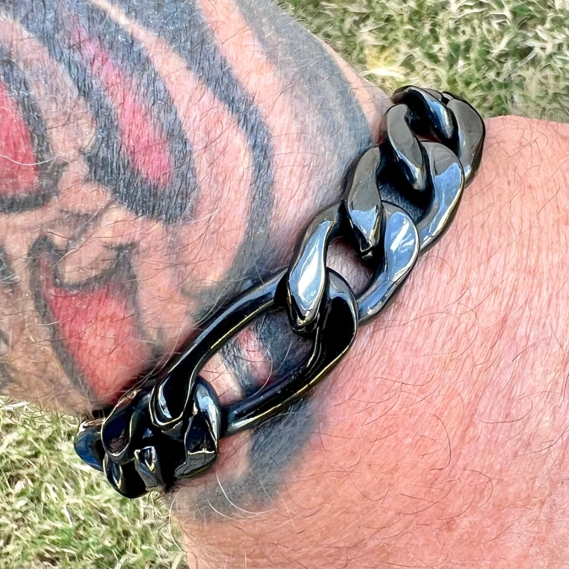 Bracelet Figaro - 1/2” Classic - Polished Black Sicilian - FB201 - Image 3