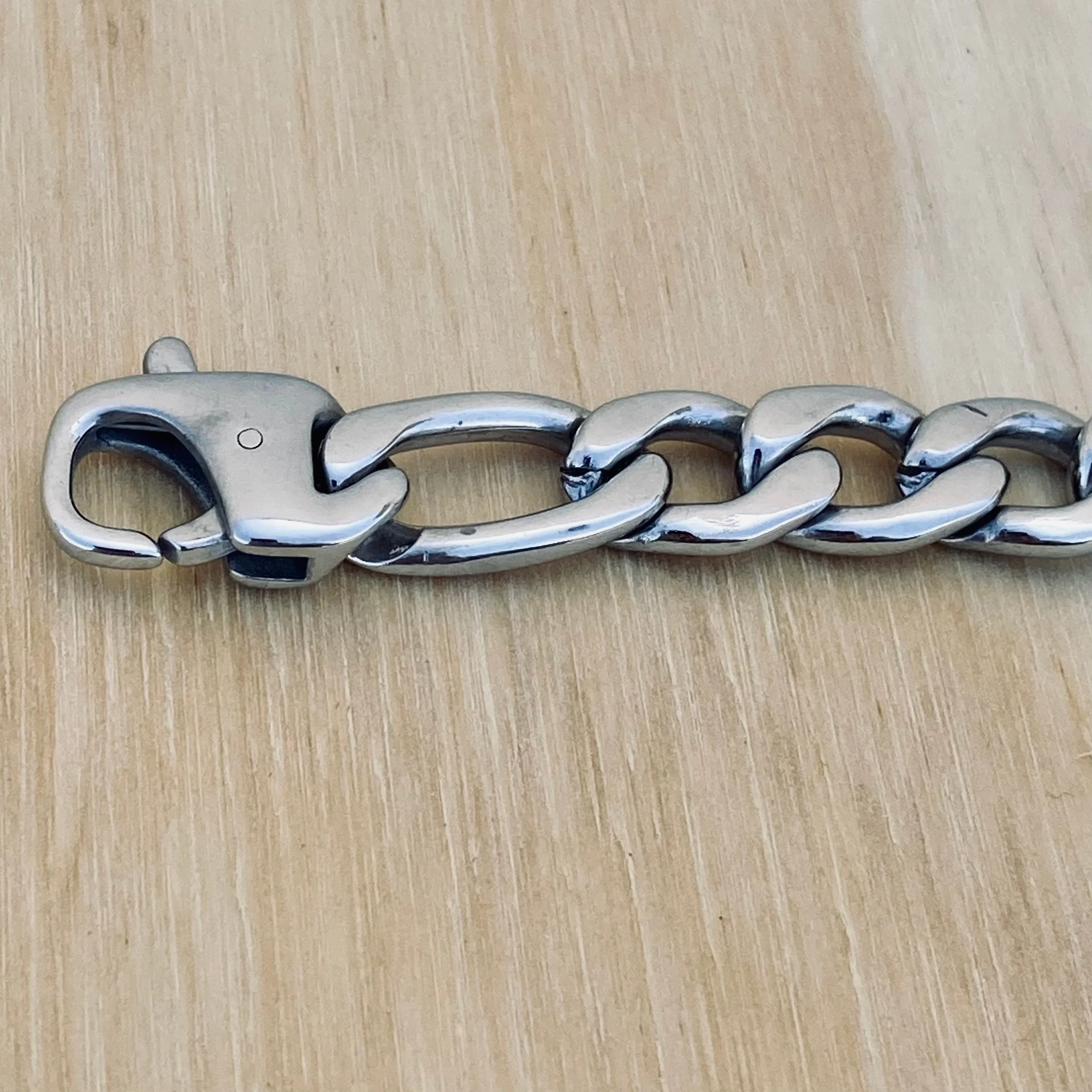 Bracelet Figaro - 1/4" Custom - Polished Silver Sicilian - FB402 - Image 4