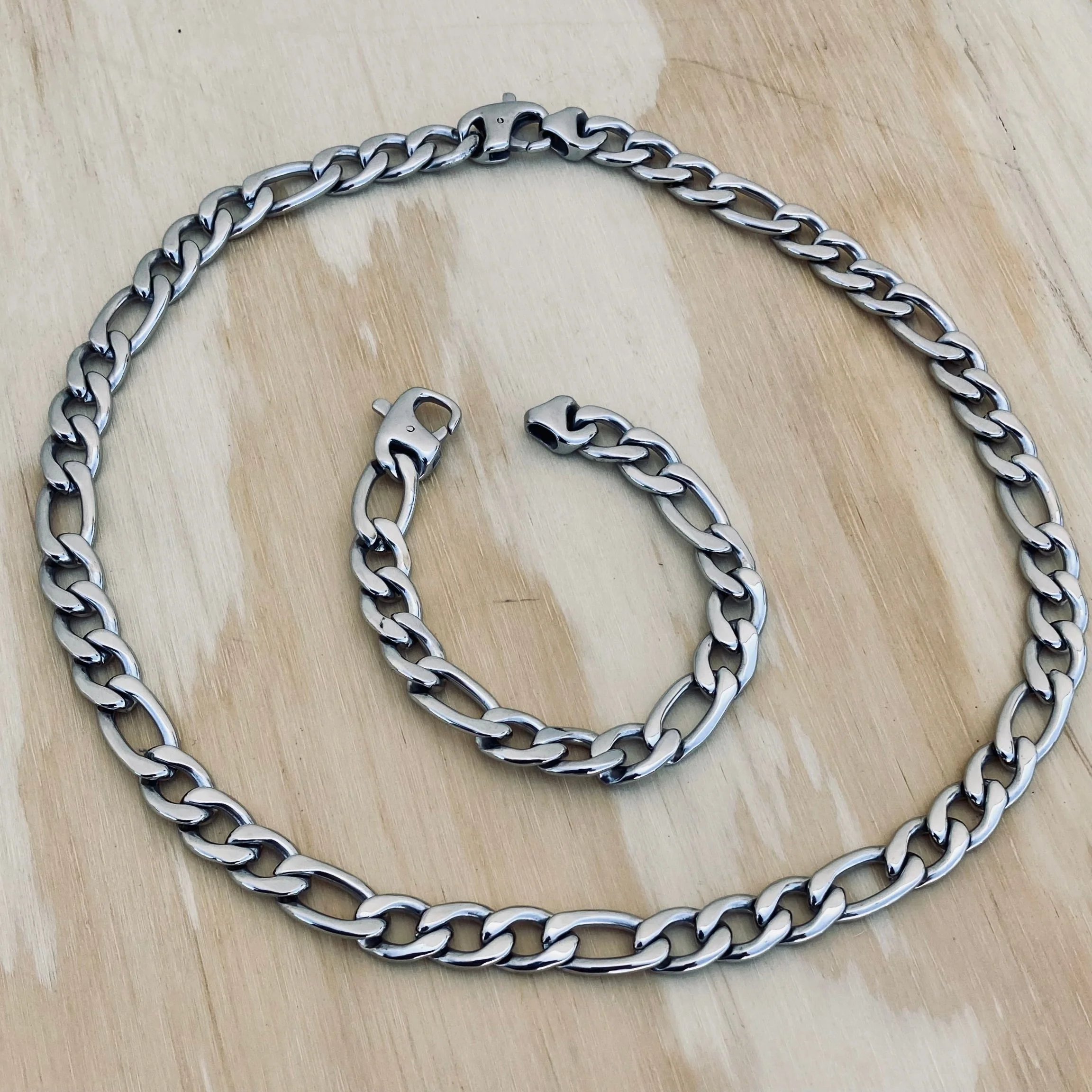 Bracelet Figaro - 1/4" Custom - Polished Silver Sicilian - FB402 - Image 6