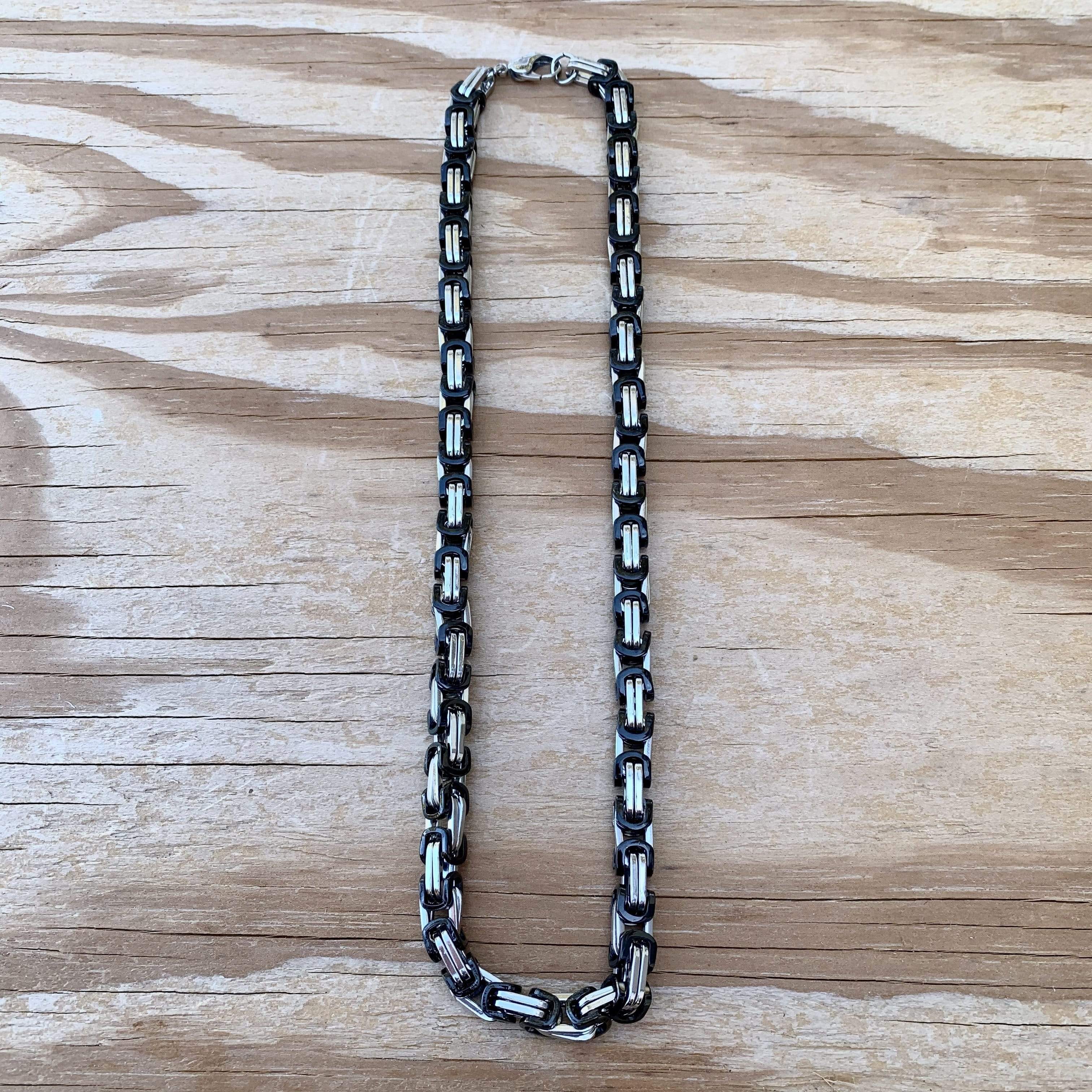 Daytona Necklace - Silver & Black - Deluxe - 1/4 inch wide - Image 3