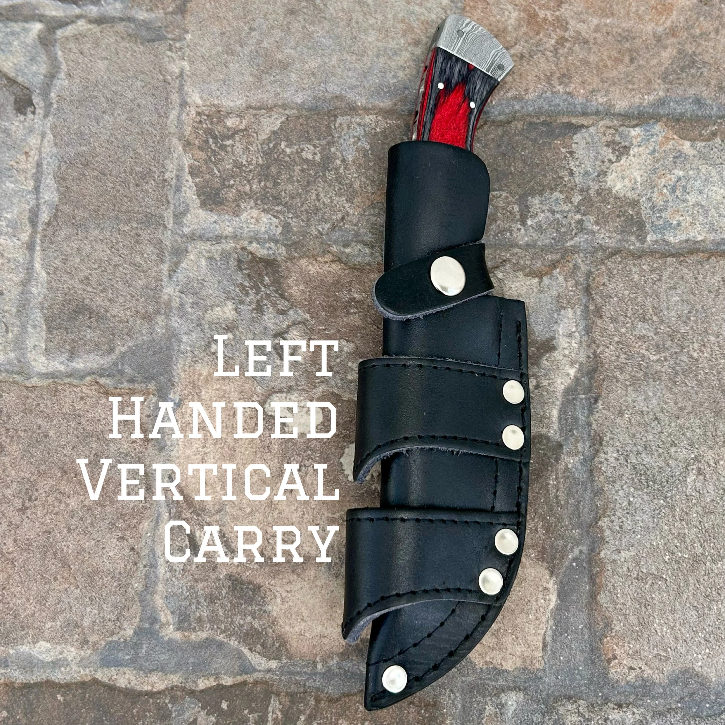 8.5” Lucky Luciano - Red & Black Wood - Damascus - Horizontal & Vertical Carry - LL05 - Image 6
