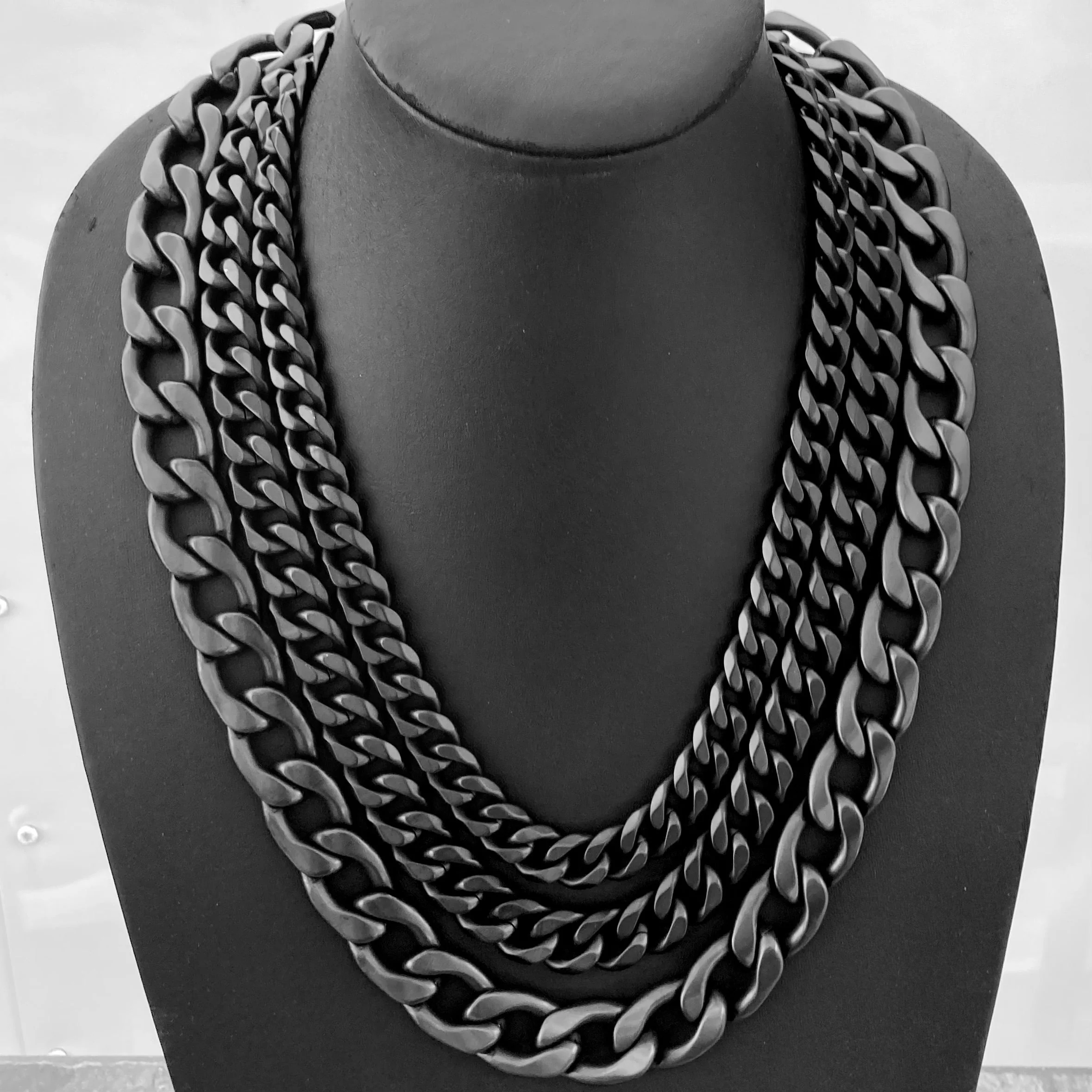 Necklace Cuban - 1/2" Classic - Matte Black Havana - CN211 - Image 3