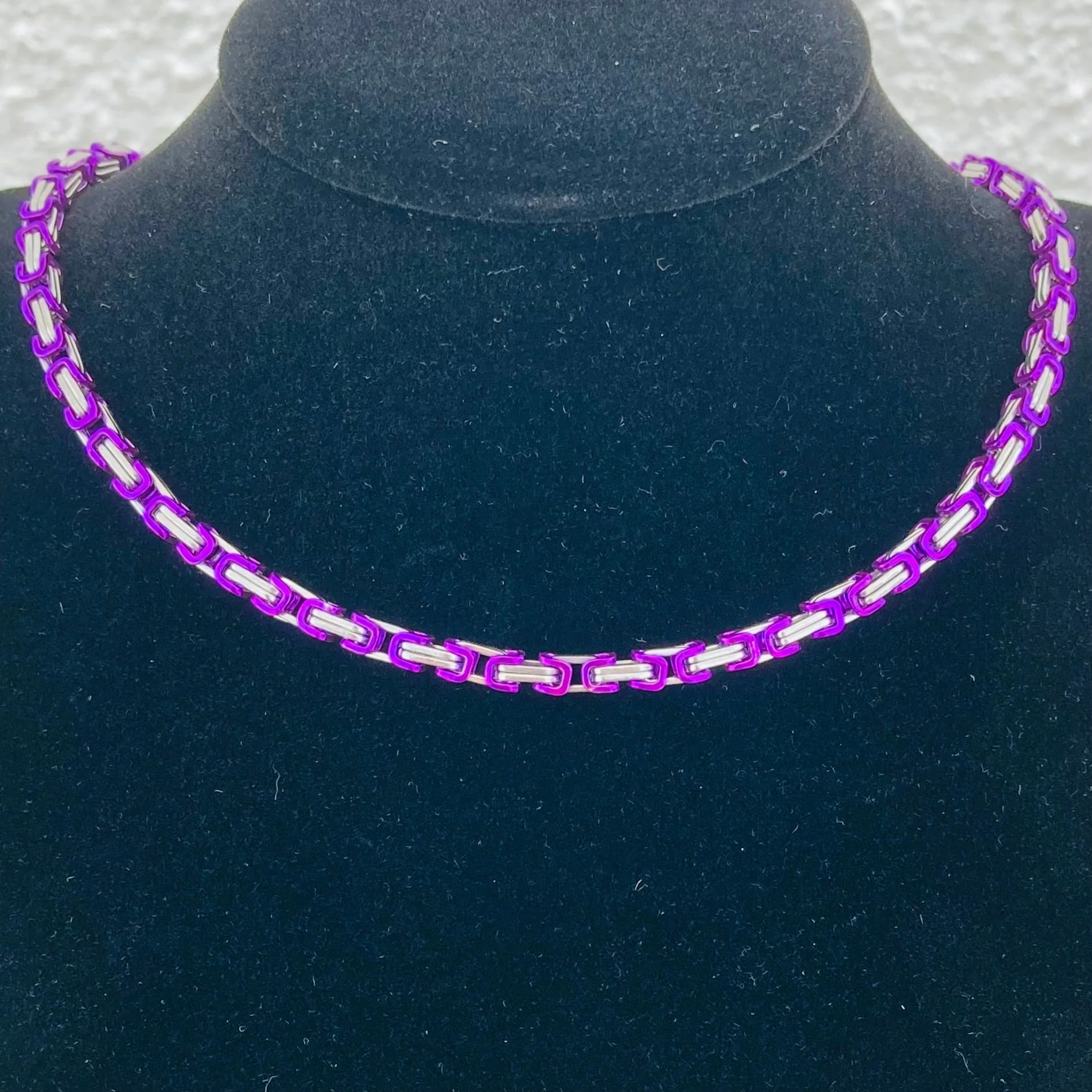 Necklace - Mini Purple & Silver - Daytona Beach - 1/8" wide - Image 3