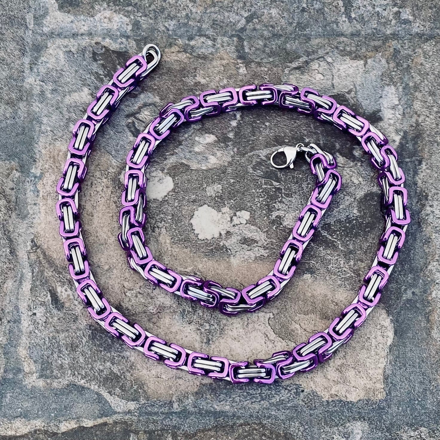 Daytona Necklace - Purple & Silver - Deluxe - 1/4 inch wide CLEARANCE - Image 3