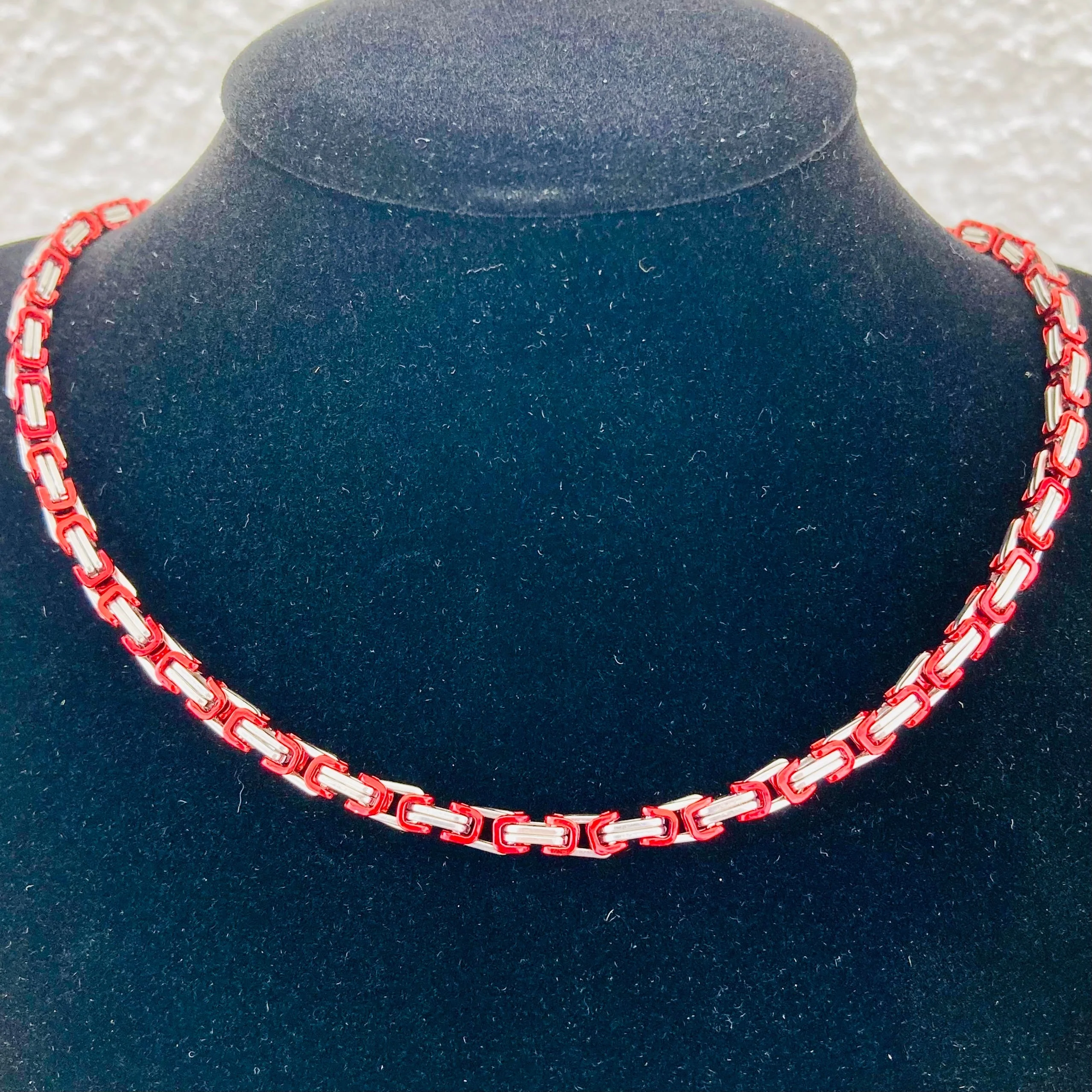 Necklace - Mini Red & Silver - Daytona Beach - 1/8" wide - Image 3