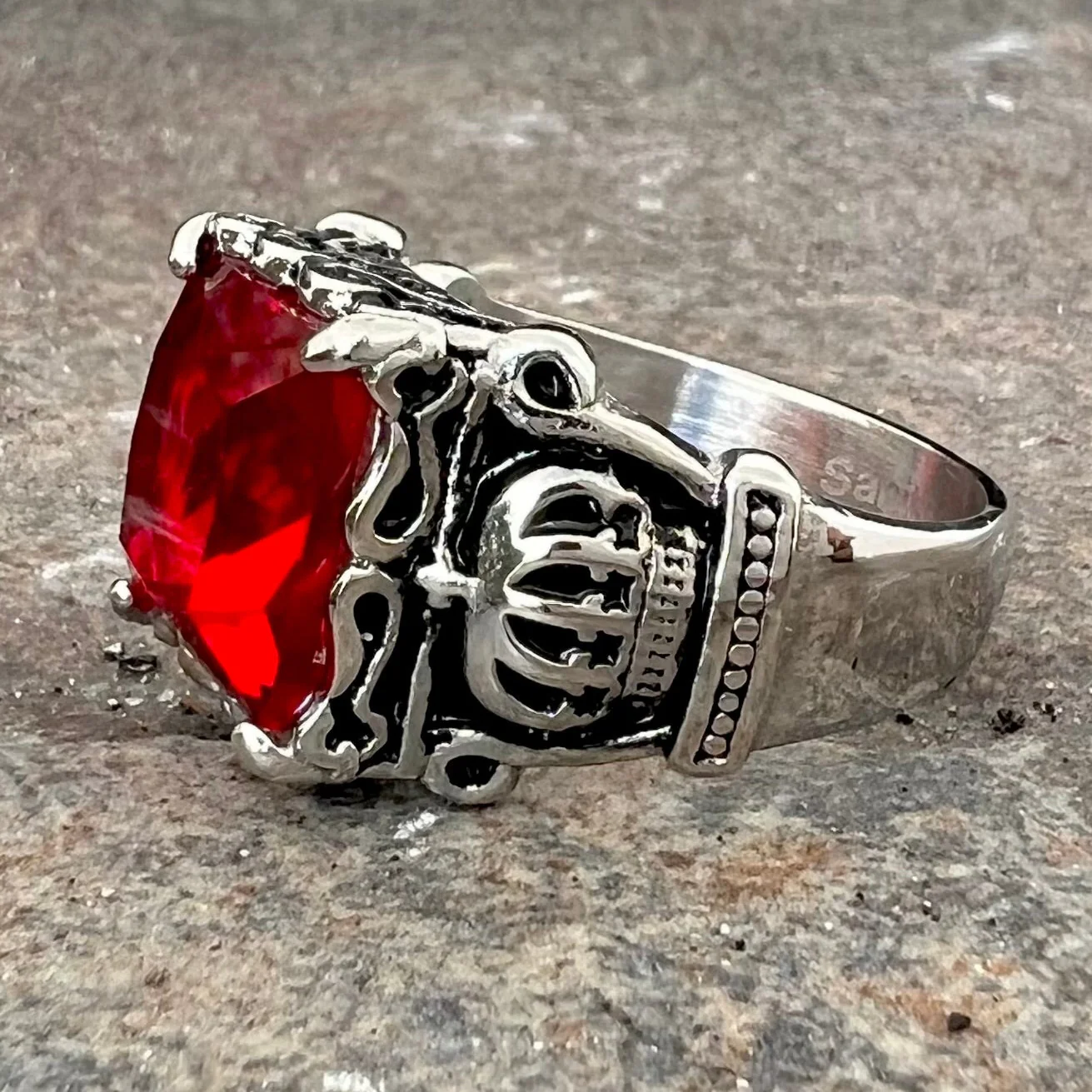 "Red Stone" Crown Ring - Red Stone - R55 - Image 3