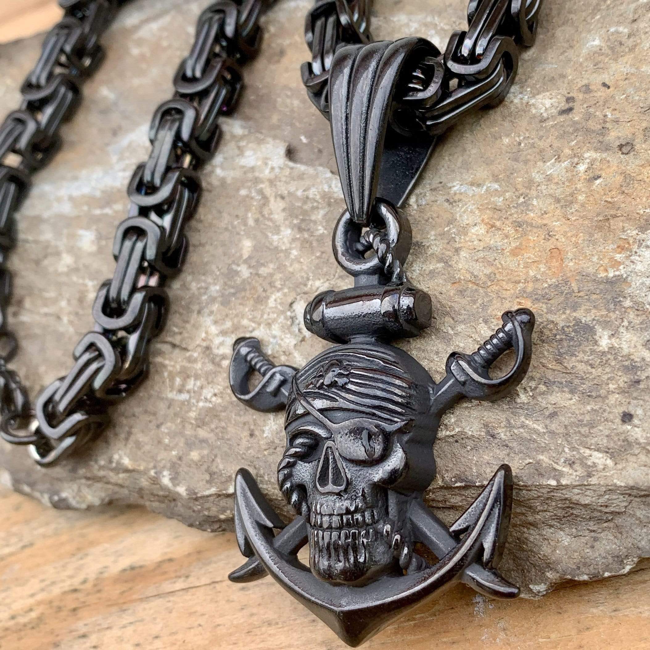 1 Eyed Pirate & Anchor Black - Pendant Only - SLC294 CLEARANCE - Image 3