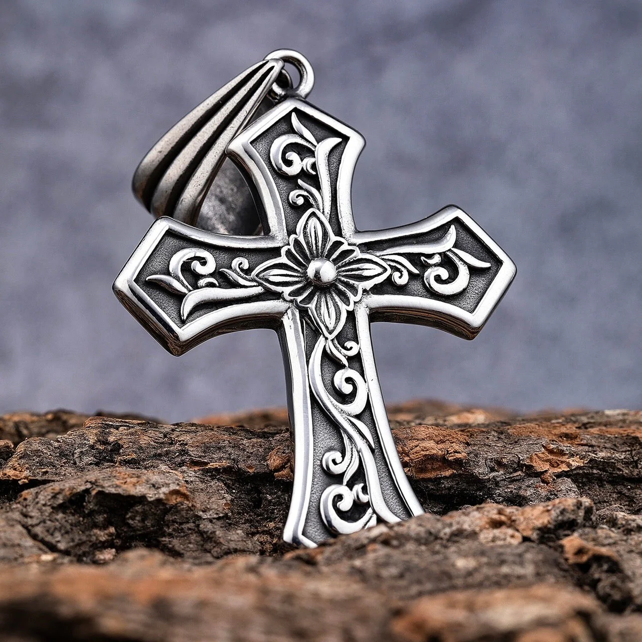 Cross - Scrollwork Cross Pendant - Necklace (692) - Image 3