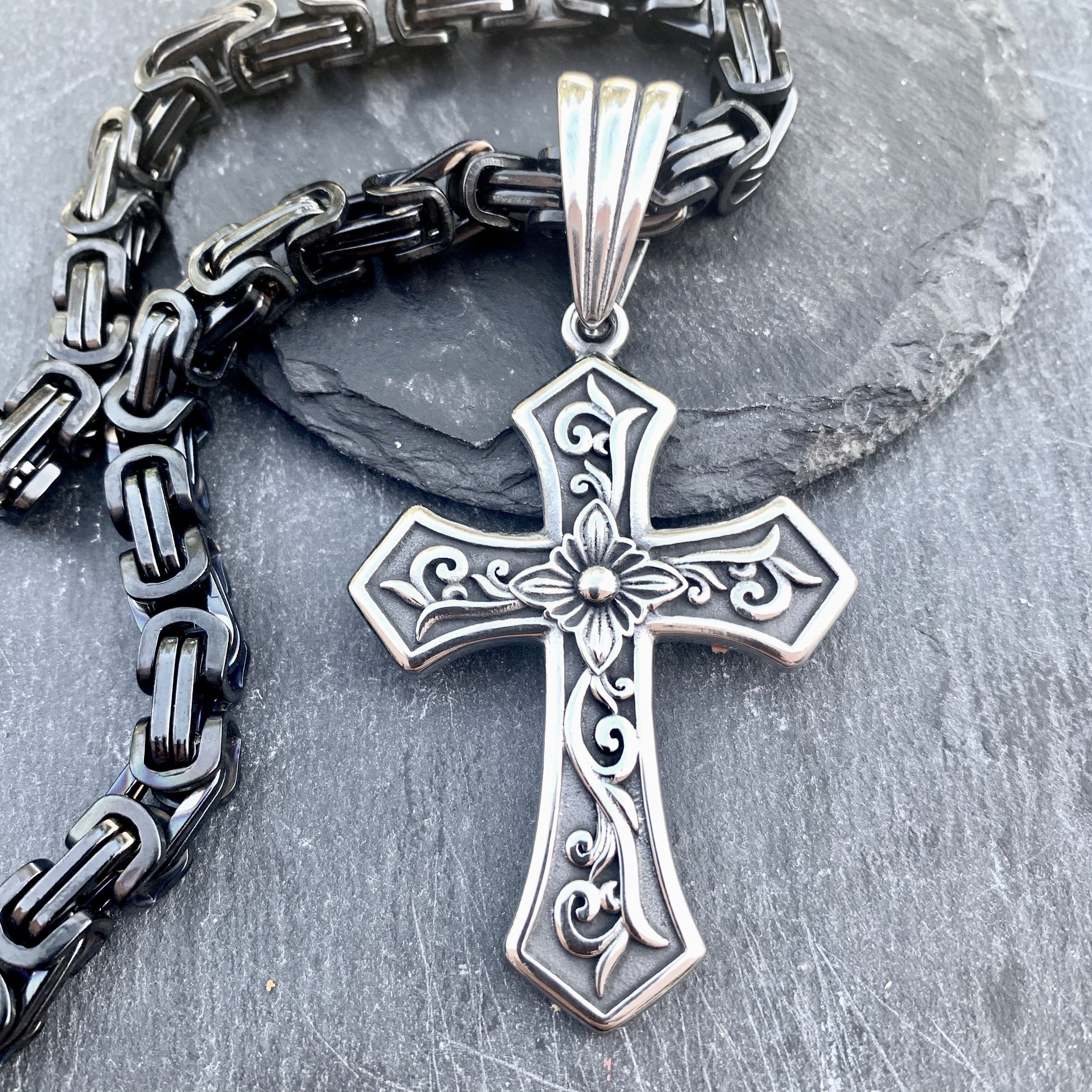 Cross - Scrollwork Cross Pendant - Necklace (692) - Image 4