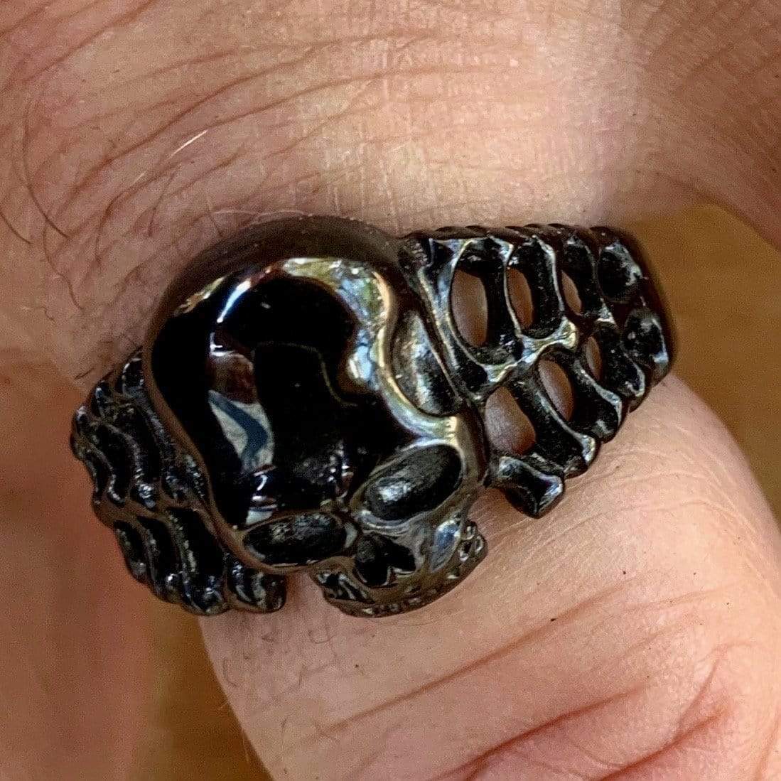 Skull Ring W/ Bones - Black - R65 - Image 3