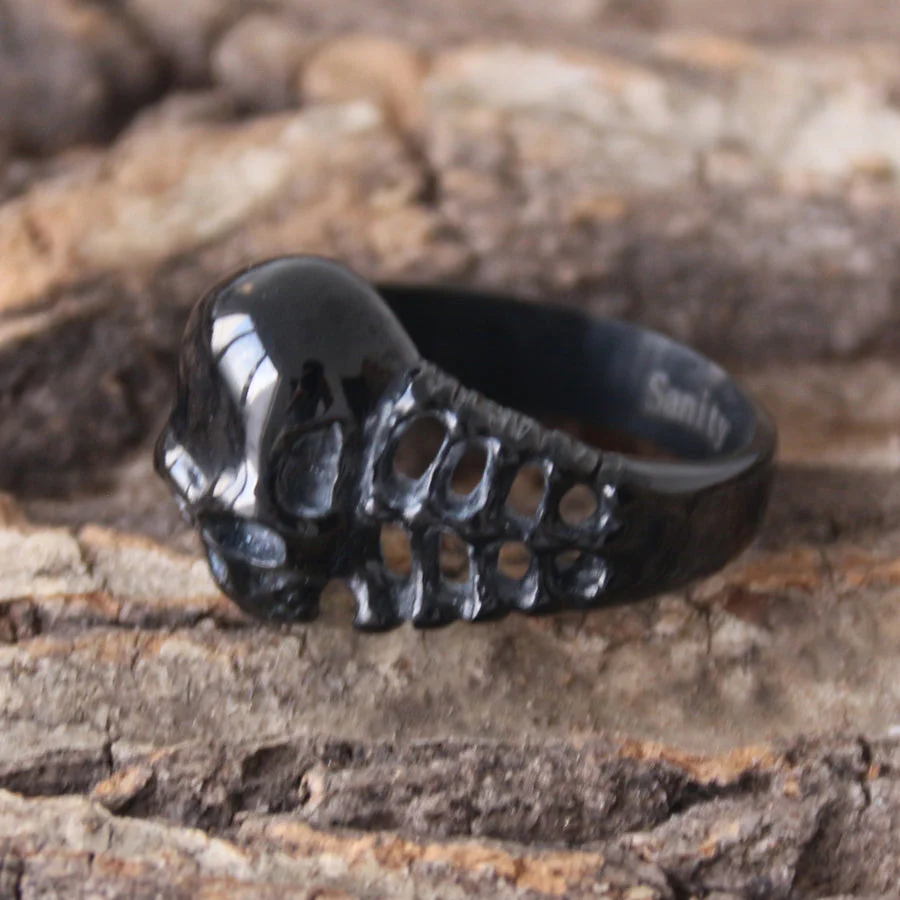 Skull Ring W/ Bones - Black - R65 - Image 4