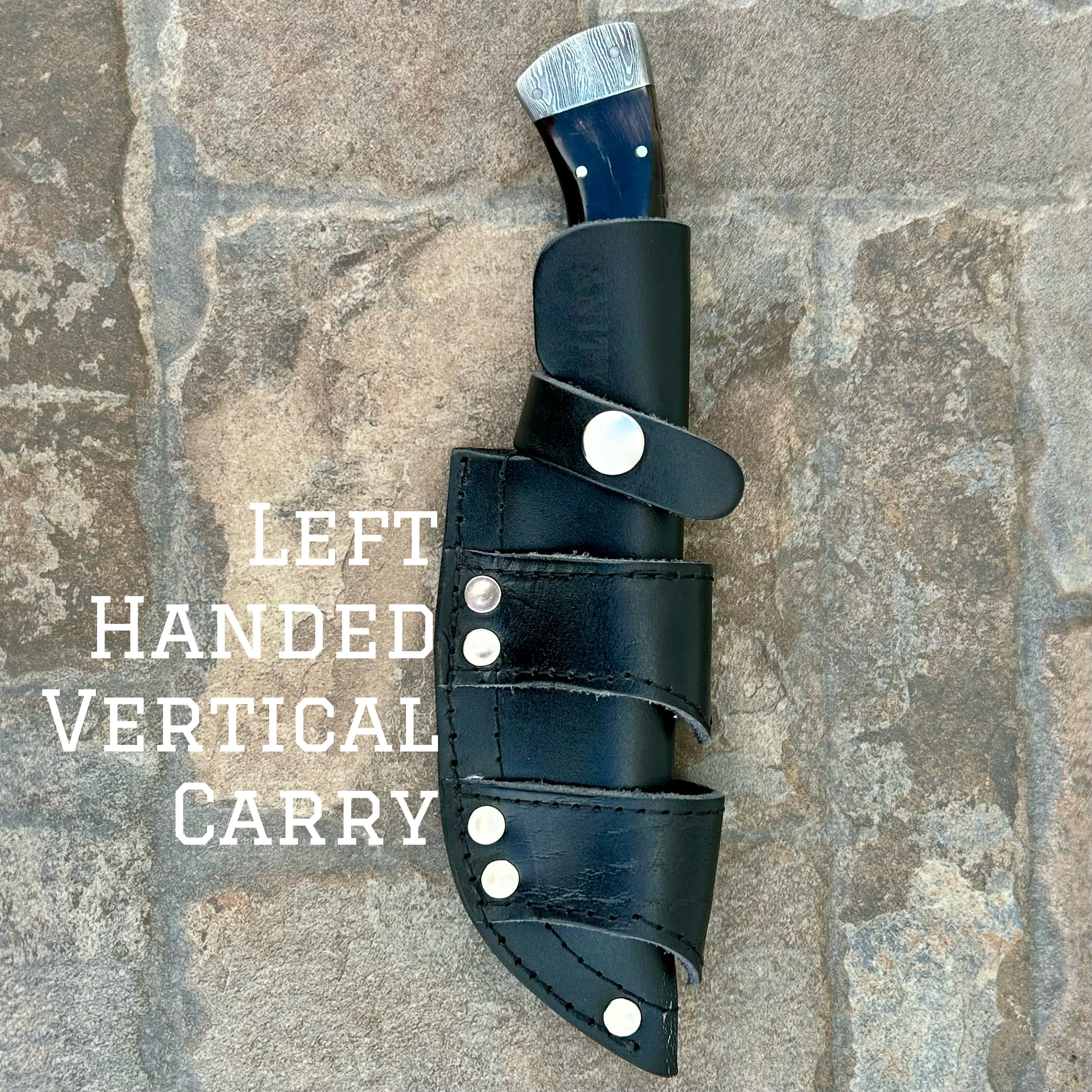 8.5” Lucky Luciano - Buffalo Horn - Damascus - Horizontal & Vertical Carry - LL01 - Image 5
