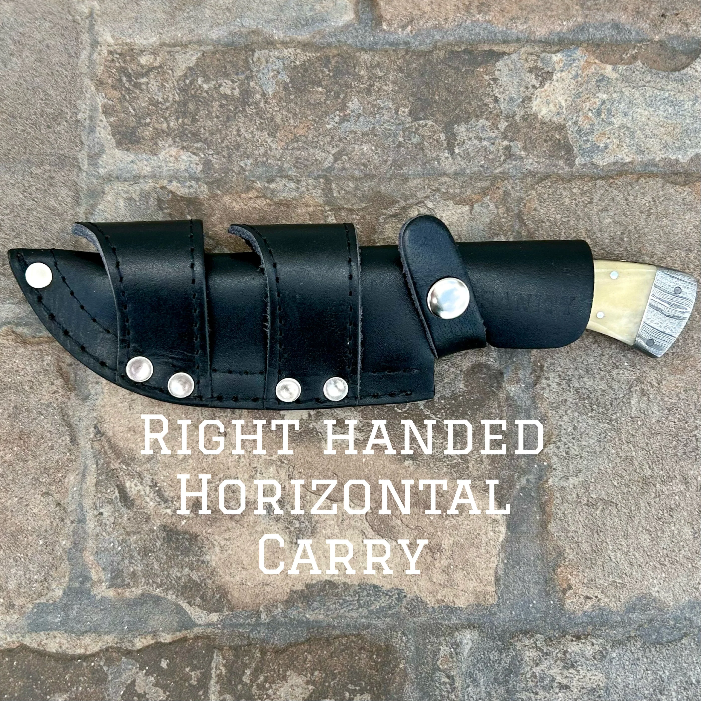 8.5” Lucky Luciano - Bone - Damascus - Horizontal & Vertical Carry - LL02 - Image 3